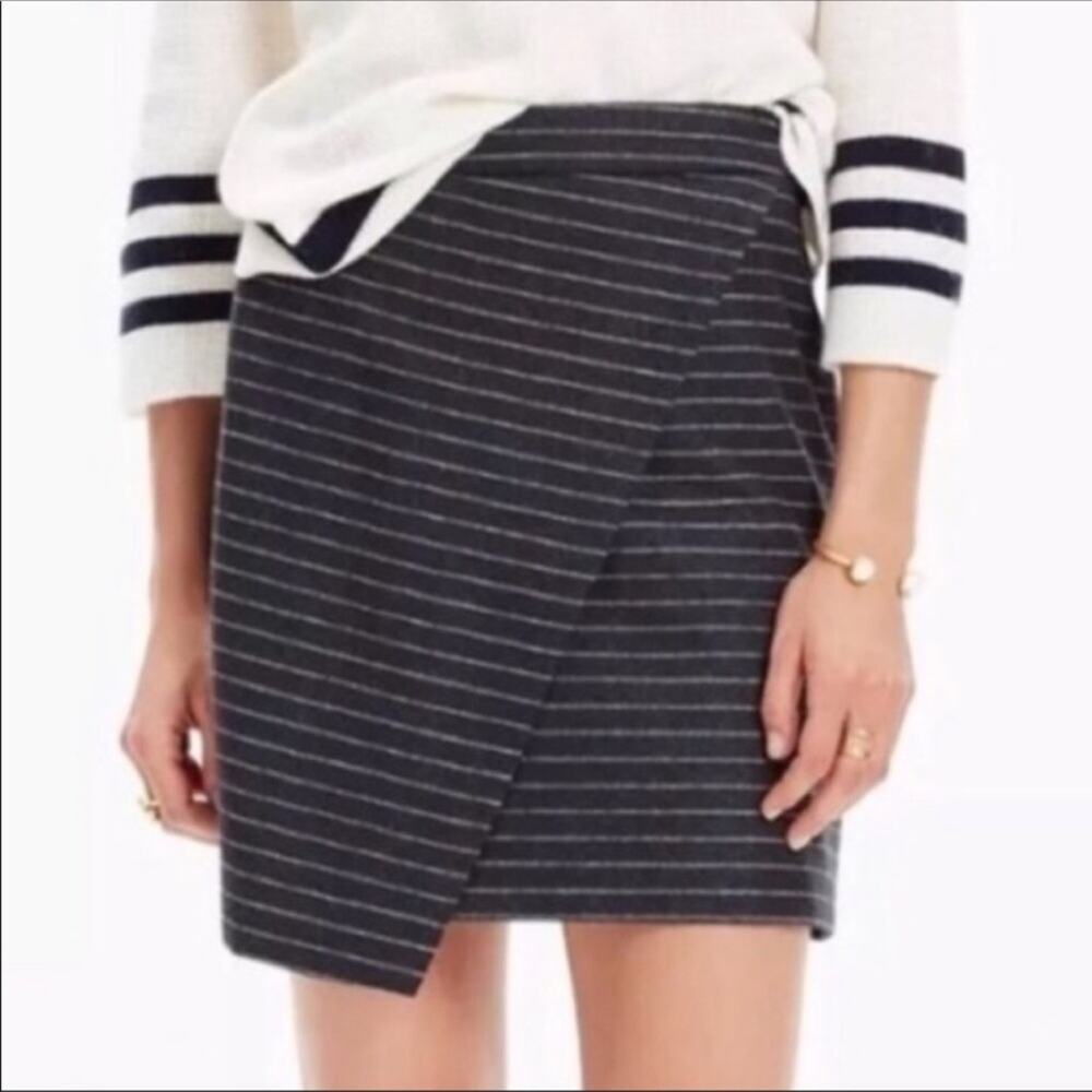 Madewell Asymmetrical Charcoal Gray Pinstriped Mini Skirt Size 4